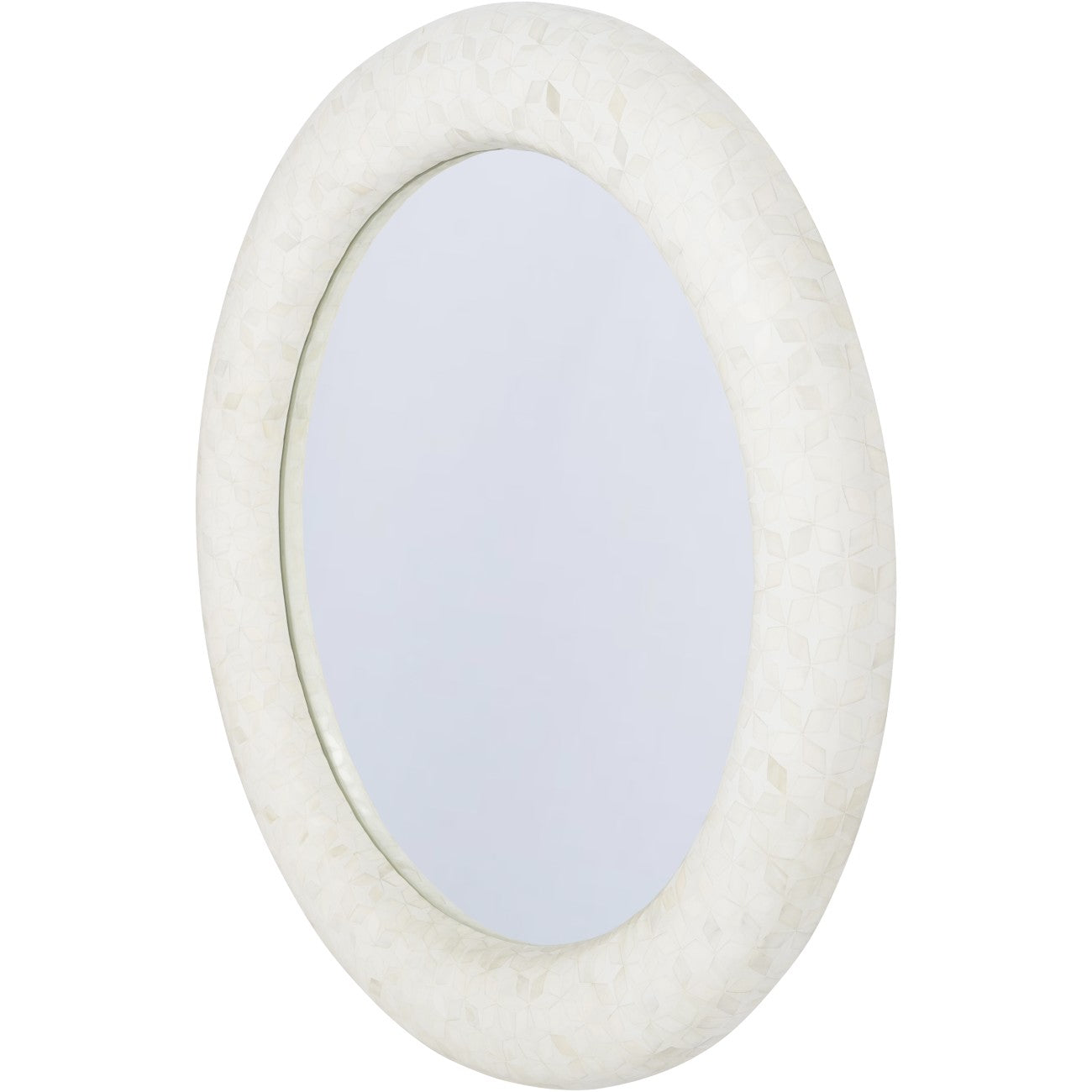 Aspen White Bone Inlay Round Mirror 100cm